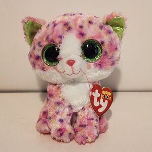 6” Ty Sophie Pink Spotted Cat Plush Stuffed Animal with Bio Tag